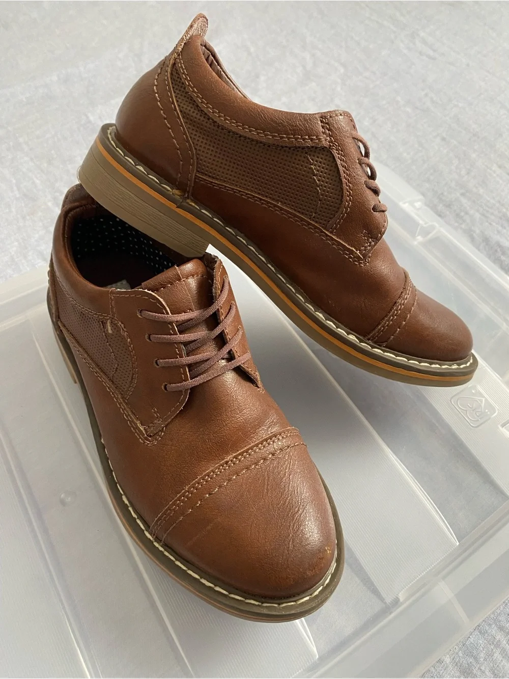 Steve Madden Boys Oliver Cognac Brown Dress Shoes Oxfords Size 11 Holiday
